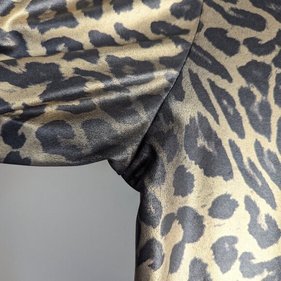 Gold Disco Charades Leopard Print Button Down Blouse - Picture 8 of 8